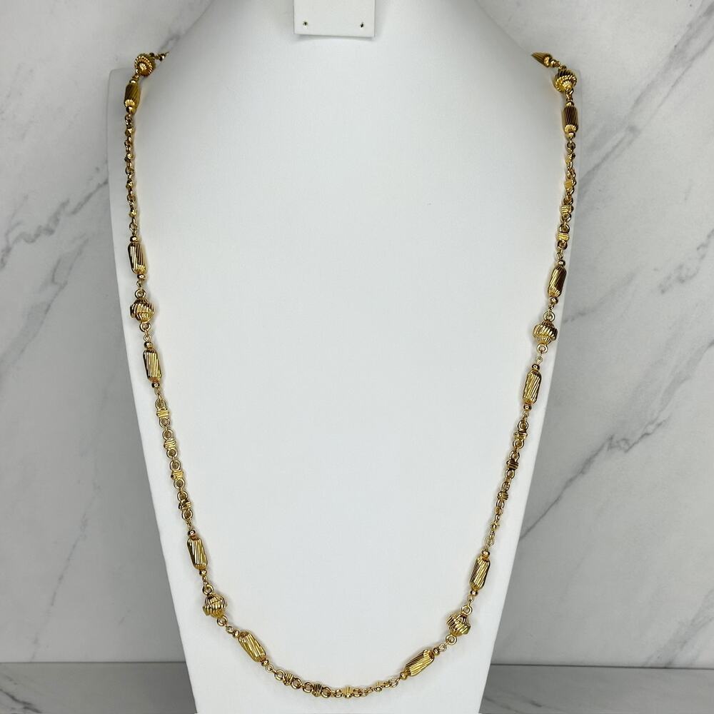 St. John Gold Tone Long Beaded Chain Necklace ✨